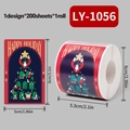 Christmas roll sticker with Santa decorating tree and Happy Holiday text, 200 sheets - LY-1056 (Blue Decor Tree)