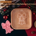 Stampo per biscotti a forma di campana di Natale rosa con motivi di renna e albero - QA1196-Campana di Natale Stile B