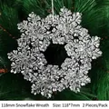 Christmas 118mm clear acrylic snowflake wreath hanging decoration set of 2 - 118mm Snowflake Wreath