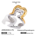 Dettaglio dell'anello a cuore bicolore in acciaio inox con peso e dimensioni - Stile Cuore Bicolore Oro e Argento (JDR0203011-PS)