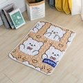 Quilted pet sleeping mat with cute bear patterns and HAPPY lettering in cream yellow - Cuddly Bear