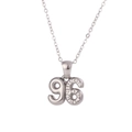 Silver tone year 96 pendant necklace with sparkling crystal inlay on fine chain - Number 96 / Silver