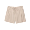 Women's linen blend shorts in beige featuring drawstring waist and practical side pockets - XS / Khaki