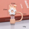Pink bunny donut silicone straw cover fits 10mm straws with detailed size specs - Orange Rabbit Ear Donut
