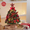Mini 45cm desktop Christmas tree with 28 ornaments and warm LED string lights - Red Theme XS7833-45cm