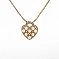 Collana a cuore dorata con ciondolo in perla bianca e zirconi su una catena a maglia box - Cuore di Perla a Maglia Oro
