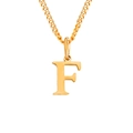 Collar de acero inoxidable dorado pulido con un colgante minimalista de la letra F - Letra F (Oro Rosa)