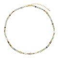 Green malachite necklace with freshwater pearls and gold accents in bohemian style - Amazonite Necklace