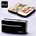 Large capacity black canvas telescopic pencil case with multi-layer storage compartments - Black Cream Brick