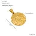 18k gold plated Aries zodiac necklace pendant with embossed ram and sun motif - Aries - Single Pendant