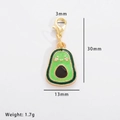 Detail view of cartoon avocado alloy charm showing 30mm height and 1.7g weight - 3D Avocado (90211)