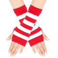 Classic red and white striped knitted fingerless gloves for kids and adults - One Size / Red and White Striped (Widened)