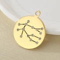 18K gold plated stainless steel Gemini zodiac pendant with sparkling rhinestones - Gold Gemini (KLJ4536-Z)