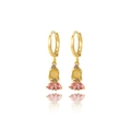 Golden cartoon animal earrings with sparkling yellow and pink zircon gemstones - Skirt Pendant (Style 13)