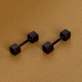 Boucles d'oreilles carrées minimalistes en argent S925 noir mat sur fond de cuir élégant - Argent 925 / Noir & Or