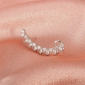 Silver water drop fringe earring with marquise zircon on pink silk background - White K Marquise Zirconia Style (DZ-917)