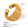 Anello in rame dorato con trama tessuta multistrato e finitura spazzolata taglia 7 - Anello Oro (JZ05 Gold Ring)