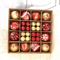 Christmas ornaments set with red and gold decorative balls in a 16-grid kraft paper gift box - Red + Gold 44pcs Gift Box Set