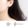 Elegant S999 sterling silver five-petal flower stud earring with matte finish detail - Flower Stud Earrings