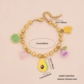 Gold stainless steel fruit charm bracelet with banana watermelon and avocado pendants - Stainless Steel / 2# Fruit Bracelet