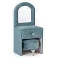 Blue velvet mini sofa jewelry organizer with mirror and stool for small accessories - A05 Dressing Mirror + Stool: 10*9*23cm