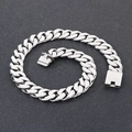 Pulsera cubana de acero inoxidable plateado de 24 mm con cierre de caja cuadrado - 60CM / Acero Liso