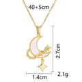 Gouden maan en ster ketting van titaniumstaal met witte schelp en 40+5cm verstelbare ketting - Gouden Halve Maan en Ster Ketting