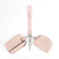 Set de muñequera rosa acolchado con estuche, monedero redondo y correa combinada - Bolso Acolchado Y Mini Estuche (Rosa)