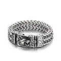 Herren Armband aus Edelstahl mit Wolfskopf Verschluss, 210x16mm gewebte Kette im Punk Stil - Wolfskopf Geflochtener Stil (KB184384-KJX)