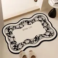 Tappeto da bagno retrò francese con fiori, bordo a onde e scritta Better Life - 30*50cm - Fango di Diatomee Regolare / Bordo Floreale Lusso - Onda