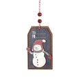 Wooden snowman Christmas gift tag with write-on surface and red bead hanging string - Snowman