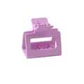 Detail view of the lavender matte rectangular hair claw clip with interlocking teeth - Purple