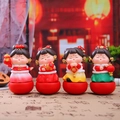 Set of four Chinese style wobbler doll figurines with traditional festive symbols - 1088-44 Festive Atmosphere Medium Set of 4 / Set of 4