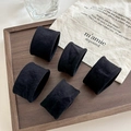 Set of 5 thick black elastic hair ties with premium knit texture for daily styling - 4# Black 5 Pcs Set