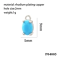 Detail of sky blue zircon oval pendant with dimensions 9mm x 5mm and 2mm hole size - Silver/Sky Blue Zirconia