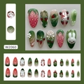 Unghie press on 3D con fragole e coniglio set da 24 pezzi verde bosco e rosa - Tipo di Colla / Stile Coniglio 3D Fragola Ghiacciata (W2060)