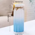 Modern white and blue gradient ceramic vase with vertical textures and twine bow decor - Zhiqiao (Blue) 21cm