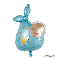 Detail view of baby shower balloon shaped as a boy with blue crown and BOY text - Stork Bundle Boy Blue