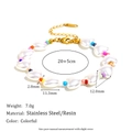 Dettaglio del bracciale con perline in resina colorata e acciaio inossidabile placcato 18K - Braccialetto di Perline Colorate