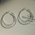 Pendientes de aro doble plateados con un anillo pulido y un anillo de purpurina mate - 93# Aro de Oreja - Plata