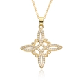 Collana con ciondolo a nodo celtico dorato con zirconi bianchi incastonati - Stile Motivo Geometrico Simmetrico (h232)