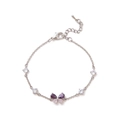 Silver-tone bracelet with purple and pink butterfly charm and white cubic zirconia - Silver Colorful Butterfly Bracelet
