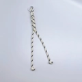 Handwoven cream and black spiral cord keychain with white round carabiner hook - White