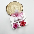Pink gradient frangipani hair claw clip set with marble effect for vacation styles - Transparent Cherry Blossom Pink Set (including Card)