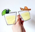 Novelty daisy party sunglasses featuring lime, salt shaker, and mini Mexican sombrero hat - Hat Drink
