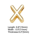 Detailed view of gold-plated letter X charm with dimensions 15mm by 11mm for DIY jewelry - Letter X