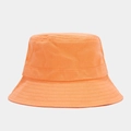 Detailed close-up of an orange cotton bucket hat showing reinforced brim stitching - Orange