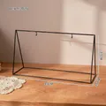 Black wrought iron fruit basket hanging stand with triangular base, 49x16x27cm - Double Hanging Stand