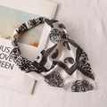 Detail view of monochrome paisley chiffon hair bandana with elastic band on cotton background - 13# Triangular Hairband