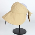 Beigefarbener Sonnenhut mit breiter Krempe und Schleife für optimalen UV-Schutz - Verstellbar / Khaki